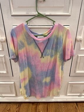 Pink Lily Pastel Tie-Dye Short Sleeve Tee - Pink, Yellow, Blue, Purple